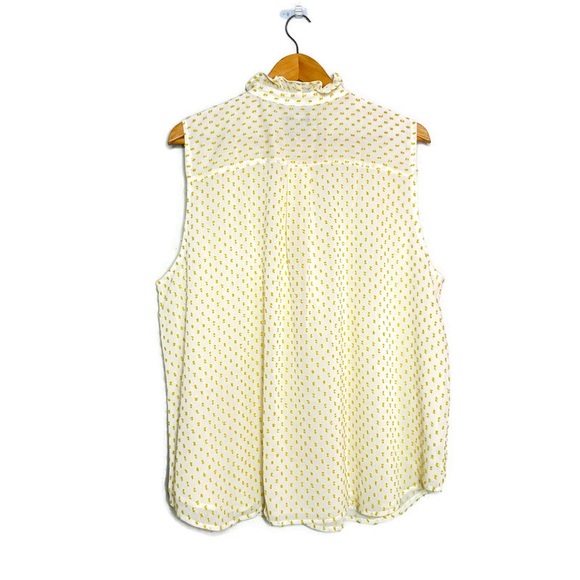 Ann Taylor Sleeveless Yellow Textured Spots Ruffle Blouse Women’s Size XXL - Picture 2 of 6